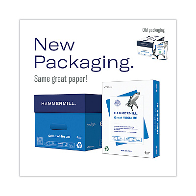 Hammermill Great White 30 Recycled Print Paper, 92 Bright, 20 lb Bond Weight, 8.5 x 11, White, 500/Ream (HAM86700RM)
