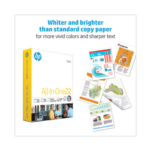 HP All-In-One22 Paper, 96 Bright, 22 lb Bond Weight, 8.5 x 11, White, 500/Ream (207000)