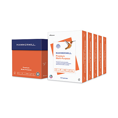 Hammermill Premium Multipurpose Print Paper, 97 Bright, 20 lb, 8.5 x 11, White, 500 Sheets/Ream, 5 Reams/Carton, 80 Cartons/Pallet (HAM105910PLT)