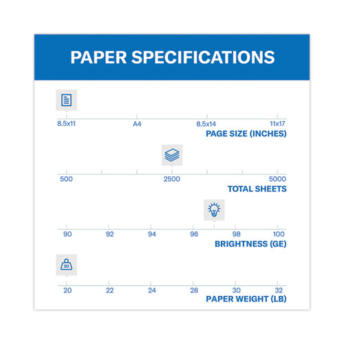 Hammermill Premium Multipurpose Print Paper, 97 Bright, 20 lb Bond Weight, 8.5 x 11, White, 500 Sheets/Ream, 5 Reams/Carton (105910)
