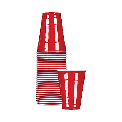 Hefty Easy Grip Disposable Plastic Party Cups, 18 oz, Red, 50/Pack, 8 Packs/Carton (RFPC21895)