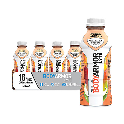 BodyArmor LYTE Sports Drink, Peach Mango, 16 oz Bottle, 12/Pack (BDA10001212)