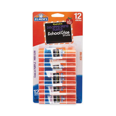 Elmer's Disappearing Purple School Glue Stick, 0.21 oz, Dries Clear, 12/Pack (EPIE1559)