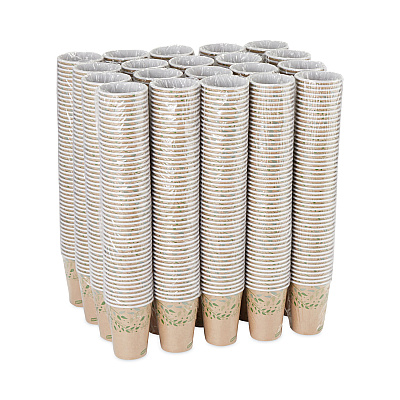 Dixie EcoSmart Recycled Fiber Hot/Cold Cups, 12 oz, Kraft/Green, 50/Sleeve, 20 Sleeves/Carton (DXE2342R)