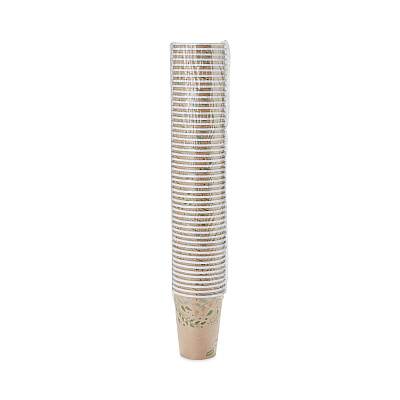 Dixie EcoSmart Recycled Fiber Hot/Cold Cups, 12 oz, Kraft/Green, 50/Sleeve, 20 Sleeves/Carton (DXE2342R)