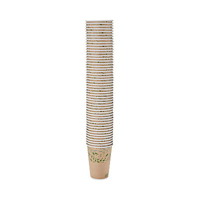 Dixie EcoSmart Recycled Fiber Hot/Cold Cups, 12 oz, Kraft/Green, 50/Sleeve, 20 Sleeves/Carton (DXE2342R)