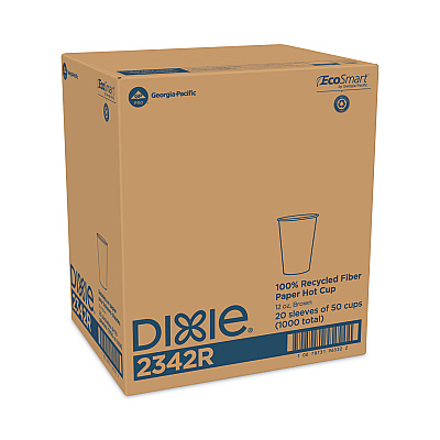Dixie EcoSmart Recycled Fiber Hot/Cold Cups, 12 oz, Kraft/Green, 50/Sleeve, 20 Sleeves/Carton (DXE2342R)