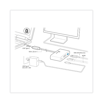 j5create USB-C to HDMI/USB Adapter, 7.87", White (JCRJCA379)