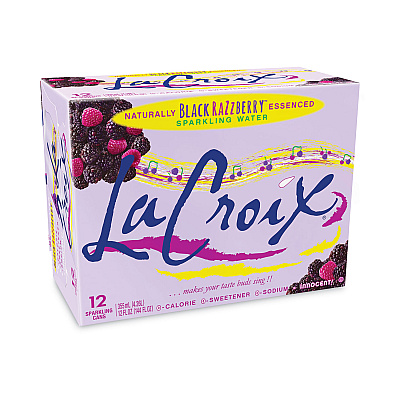 LaCroix Sparkling Water, Black Razzberry, 12 oz Can, 12 Cans/Pack, 2 Packs/Carton (LCXNAV40112)