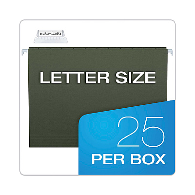 Pendaflex Hanging File Folder Combo Kit, Letter Size, (25) 1/5-Cut Standard Green Hanging Folders, (50) 1/3-Cut Manila File Folders (PFX99200EE)
