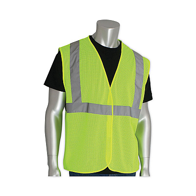 PIP ANSI Class 2 Four Pocket Zipper Safety Vest, Polyester Mesh, 3X-Large, Hi-Viz Lime Yellow (PID302MVGZ4PLY3)