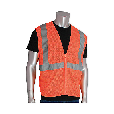 PIP Zipper Safety Vest, Large, Hi-Viz Orange (PID302MVGZORL)
