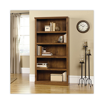 Sauder Select Collection Bookcase, Five-Shelf, 35.27w x 13.22d x 69.76h, Oiled Brown (SWC410367)