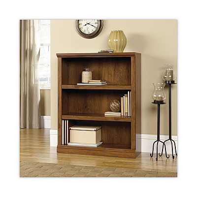 Sauder Select Collection Bookcase, Three-Shelf, 35.27w x 13.3d x 43.78h, Oiled Brown (SWC410372)