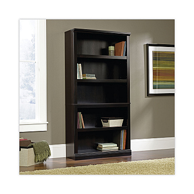 Sauder Select Collection Bookcase, Five-Shelf, 35.27w x 13.22d x 69.76h, Estate Black (SWC414235)