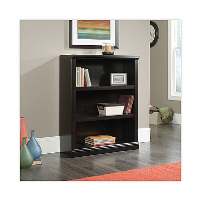 Sauder Select Collection Bookcase, Three-Shelf, 35.37w x 13.22d x 69.76h, Estate Black (SWC420175)
