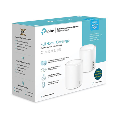 TP-Link Deco W3600 Whole-Home Mesh Wi-Fi 6 System, 2 Ports, Dual-Band 2.4 GHz/5 GHz (DECOW36002PA)