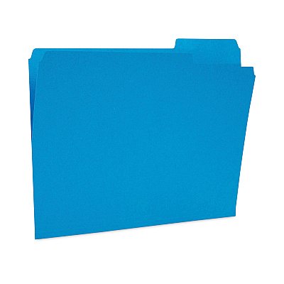 TRU RED Reinforced Top Tab File Folders, 1/3-Cut Tabs: Assorted, Letter Size, 10.5-pt Stock, Blue, 24/Pack (TUD13842)