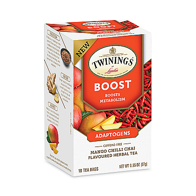 TWININGS Boost Mango Chili Chai Herbal Tea Bags, 0.95 oz, 18/Box (TWGTNA54440)