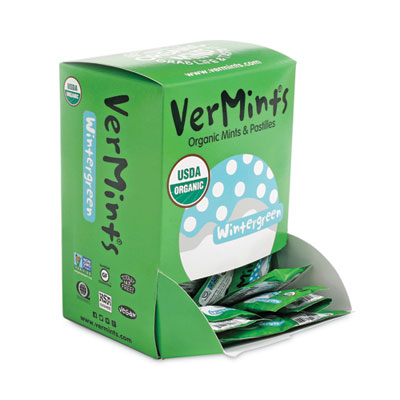 VerMints Organic Mints/Pastilles, Wintergreen, 2 Mints/0.7 oz, Individually Wrapped, 100/Box (VEMVNT00993)