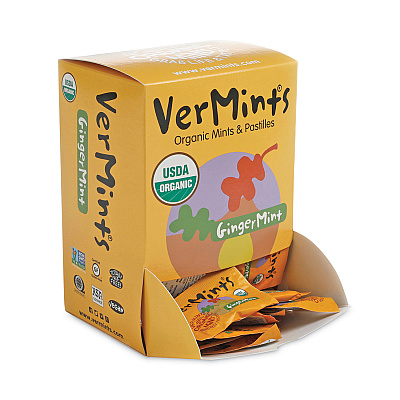 VerMints Organic Mints/Pastilles, Gingermint, 2 Mints/0.7 oz Individually Wrapped, 100/Box (VEMVNT00994)