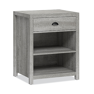 Whalen Fallbrook Printer Stand, Engineered Wood, 3 Shelves, 1 Drawer, 50 lb Capacity, 24" x 20" x 30.25", Smoked Ash (WHLSPUSFBPSGM)