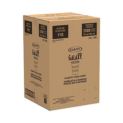 Dart High-Impact Polystyrene Cold Cups, 10 oz, Translucent, 100 Cups/Sleeve, 25 Sleeves/Carton (DCCY10)