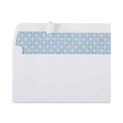 Universal Peel Seal Strip Security Tint Business Envelope, #6 3/4, Square Flap, Self-Adhesive Closure, 3.63 x 6.5, White, 100/Box (UNV36106)