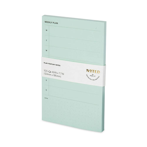 Noted by Post-it Brand Adhesive Weekly Planner Sticky-Note Pads, Weekly Planner Format, 4.9" x 7.7", Green, 100 Sheets/Pad (58GRN)