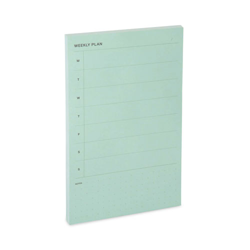 Noted by Post-it Brand Adhesive Weekly Planner Sticky-Note Pads, Weekly Planner Format, 4.9" x 7.7", Green, 100 Sheets/Pad (58GRN)