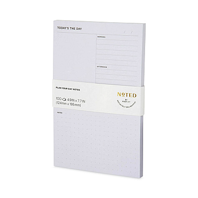 Noted by Post-it Brand Adhesive Daily Planner Sticky-Note Pads, Daily Planner Format, 4.9" x 7.7", Gray, 100 Sheets/Pad (MMM58GRY)