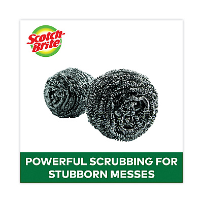 Scotch-Brite Metal Scrubbing Pads, 2.25 x 2.75, Silver, 3/Pack, 8 Packs/Carton (MMM214C)