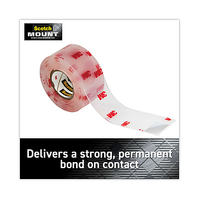Scotch Permanent Clear Mounting Tape, Holds Up to 15 lbs, 1 x 60, Clear (MMM410H)