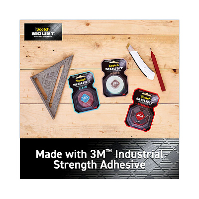Scotch Permanent Clear Mounting Tape, Holds Up to 15 lbs, 1 x 60, Clear (MMM410H)