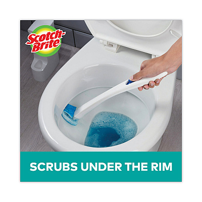 Scotch-Brite Disposable Toilet Scrubber Refill, Blue/White, 10/Pack (MMM558RF)