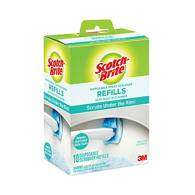 Scotch-Brite Disposable Toilet Scrubber Refill, Blue/White, 10/Pack (MMM558RF)