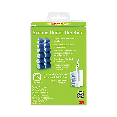 Scotch-Brite Disposable Toilet Scrubber Refill, Blue/White, 10/Pack (MMM558RF)