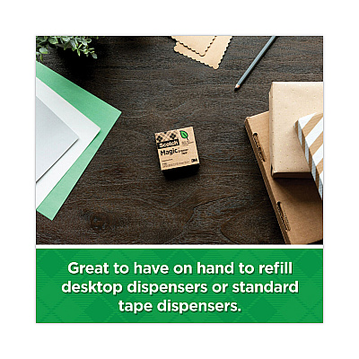 Scotch Magic Greener Tape with C38 Dispenser, 1" Core, 0.75" x 75 ft, Clear, 6/Pack (MMM8126PC38)