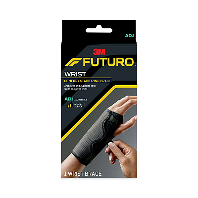 FUTURO Adjustable Reversible Splint Wrist Brace, Fits Wrists 5.5" to 8.5", Black (MMM10770EN)