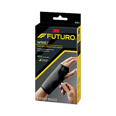 FUTURO Adjustable Reversible Splint Wrist Brace, Fits Wrists 5.5" to 8.5", Black (MMM10770EN)