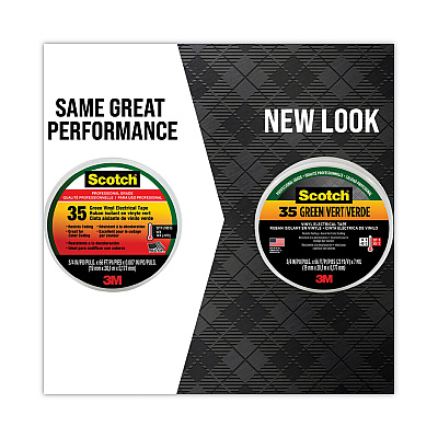 3M Scotch 35 Vinyl Electrical Color Coding Tape, 3" Core, 0.75" x 66 ft, Green (MMM10851)