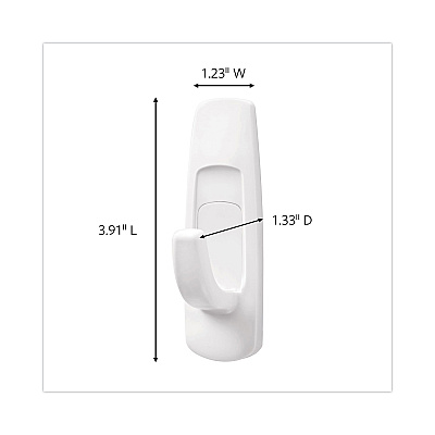 Command General Purpose Hooks, Large, Plastic, White, 5 lb Capacity, 1 Hook and 2 Strips/Pack (MMM17003ES)