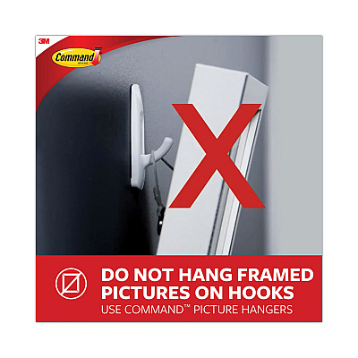 Command General Purpose Hooks, Large, Plastic, White, 5 lb Capacity, 1 Hook and 2 Strips/Pack (MMM17003ES)