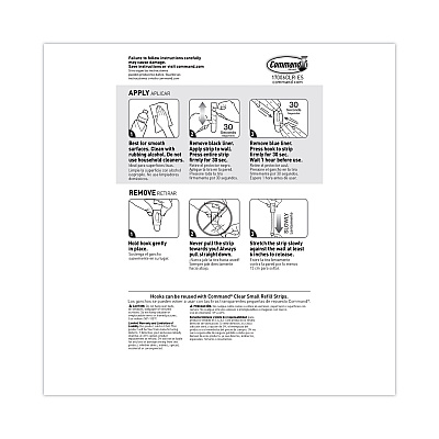 Command Clear Hooks and Strips, Mini, Plastic, 0.5 lb Capacity, 6 Hooks and 8 Strips/Pack (MMM17006CLRES)