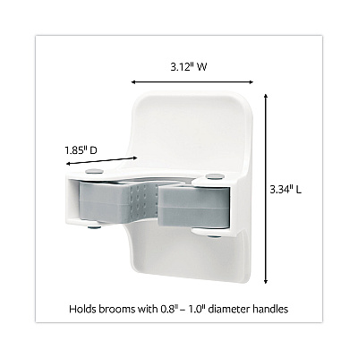 Command Broom Gripper, 3.12w x 1.85d x 3.34h, White/Gray, 6 Grippers/16 Strips/Pack (MMM17007S6NA)
