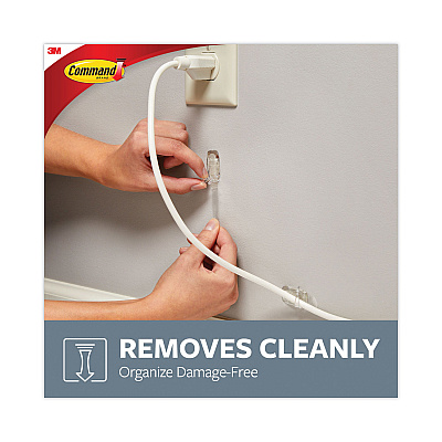 Command Cord Clip with Adhesive, Round, 0.75"w, Clear, 10/Pack (17017CLR10ES)