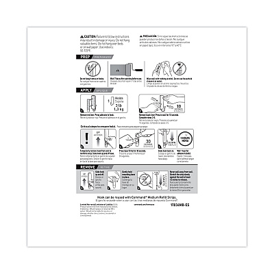 Command Decorative Hooks, Medium, Metal, Brushed Nickel, 3 lb Capacity, 2 Hooks and 4 Strips/Pack (MMM17034BN2ES)