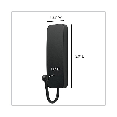 Command Decorative Hooks, Medium, Plastic, Matte Black, 3 lb Capacity, 2 Hooks and 4 Strips/Pack (MMM17034MB2ES)