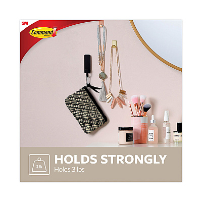 Command Decorative Hooks, Medium, Plastic, Matte Black, 3 lb Capacity, 2 Hooks and 4 Strips/Pack (MMM17034MB2ES)