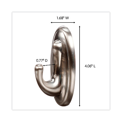 Command Decorative Hooks, Traditional, Large, Metal, Brushed Nickel, 5 lb Capacity, 2 Hooks and 4 Strips/Pack (MMM17053BNVPES)